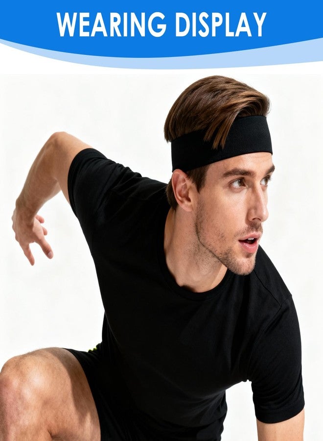 Nextpal 6 Pcs Sweat Wicking Headband for Men, Moisture Wicking Sports Headbands for Running Cycling Football and Basketball, Stretchy Workout Sweatbands for Long Hair Fitness Head Bands - Image 2